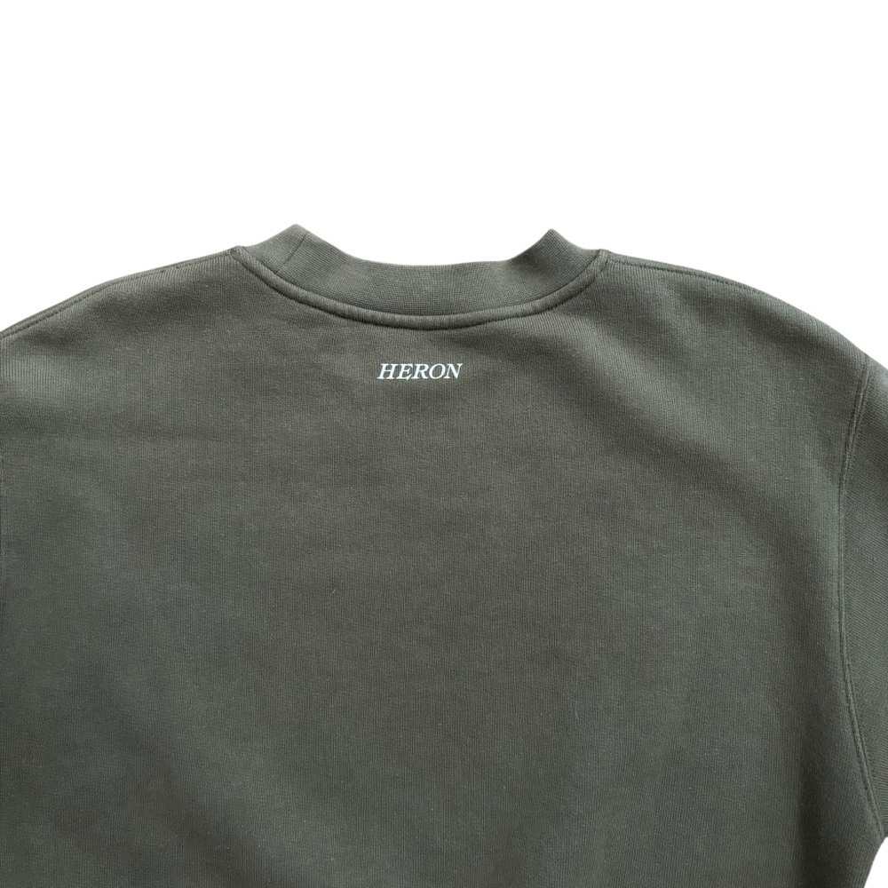 Heron Preston Crew Neck Sweatshirt Pullover Army Green Embroidered Size XS - Picture 4 of 8